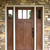 Craftsman Fiberglass Front Door With Sidelites And Transom