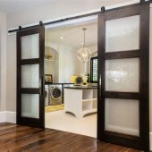 Double Sliding Barn Doors With Glass Panels