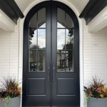 Double Arched Seeded Glass Front Door