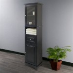 Tall Black Storage Cabinet With Glass Doors