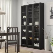 Billy Bookcase With Glass Door Black Brown