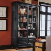 Black Shelves With Glass Doors