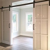 Double Sliding Barn Doors With Glass Panels