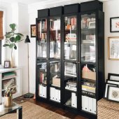 Ikea Black Billy Bookcase With Glass Doors