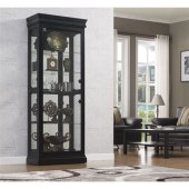 Kings Brand Furniture Curio Bookcase Cabinet With Glass Doors Black