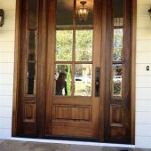 Seeded Glass Front Door With Sidelights