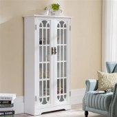 White Display Cabinet With Glass Doors