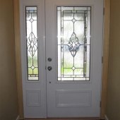 White Front Door With Glass Side Panels
